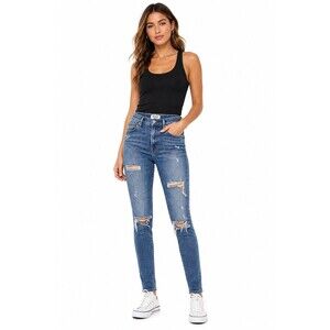 AGOLDE Sophie High Rise Distressed Skinny Jeans 25 Blue Minimalist Grunge Denim